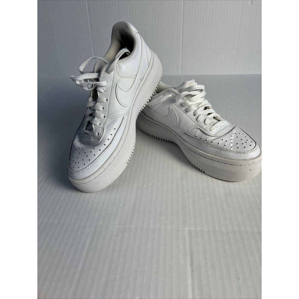 Nike Men's‎ Court Vision Alta Leather platform sneakers in triple white size 10